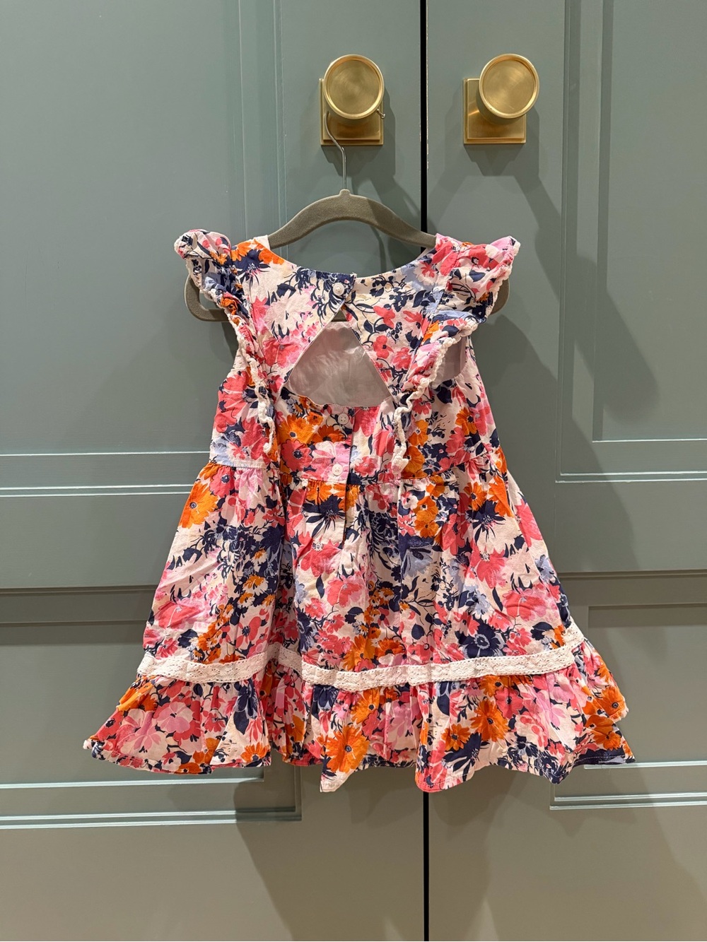Janie and Jack Pink, Orange, Navy Floral Ruffle Dress